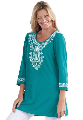 Women's Plus Size Tunic, with embroidered kurta applique