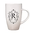 Monogram Elegant Initial 10oz. Ceramic Tapered Coffee Mug - R Monogram Elegant Initial 10oz. Ceramic Tapered Coffee Mug - R