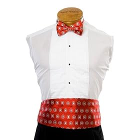 Ohio State Cummerbund and Bow Tie Set - Ohio State University Red Cummerbund Set with O Logo