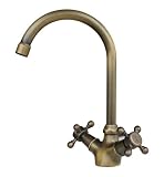 Kitchen & Home Online Shop Ranking 33580. Kitchen Sink Mixer Retro Armature Faucet Cross head Antique Brass Sanlingo