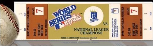 1985 World Series Royals Mini Mega Ticket - Kansas City Royals