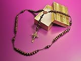 St. Benedict Round Wood Beads & Brown Cord Blessed Rosary Handmade By Nuns