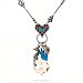 Amaro Necklace - Heart with Seahorse Amulet in Light Blues Topaz and Silvers #83566 AMK ONK