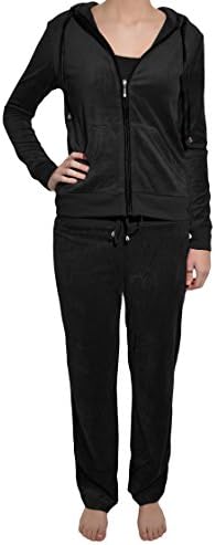 Central Park Velour Track Suit Set (Black, Small)