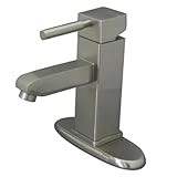 Kingston Brass KS8448DL Concord 4-Inch Centerset Lavatory Faucet with Pop-Up and Plate, Satin Nickel (Not CA/VT Compliant)
