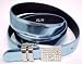 Metallic Blue Ladies Belt Rhinestone Encrusted Buckle