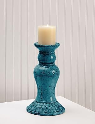 Ceramic Candle Holder, Teal