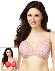 2 Pack Spotted Underwired Plunge T-shirt DD-G Bras