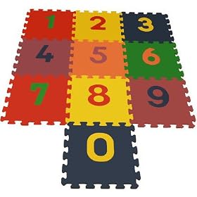 Interlocking Color Foam Puzzle Mats - Numbers 0-9 by Friendly Home Parties