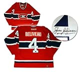 Jean Beliveau Autographed/Hand Signed Jersey Canadiens Dark Replica Vintage