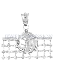 Rhodium-Plated 925 Sterling Silver Volleyball Pendant