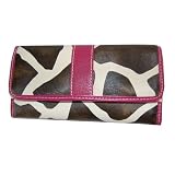 Pink Giraffe Print Clutch Wallet with Checkbook Holder in Choice of Trim Colors