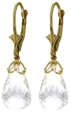 14k Yellow Gold White Topaz Leverback Earrings