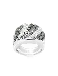 14k White Gold Round Diamond Black and White Ring (1.6 cttw, g-h Color, vs2-si1 Clarity)