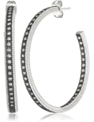 Freida Rothman Belargo Jewelry "Classics" Collection Classic Black and Silver Inside Out Hoop Earrings
