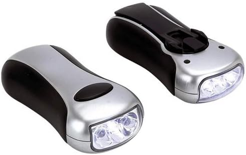 Mitaki-Japan 2pc Wind-Up Flashlights - 3-Bulb Led Flashlights Featuring Hand Cranks- Set of 2