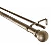 Classic Ball 1.25" Double Curtain Rod in Antique Silver Size: 86" - 120"