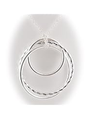 Sterling Silver 3 Linked Circles Pendant Cable Chain Necklace Italy