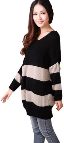 GT-Dress new arrival women's loose medium-long plus size sweater batwing sleeve stripe sweater outerwear women