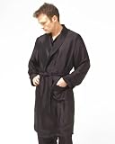 Short Silk Mix Men's Dressing Gown (XXXL, Black)
