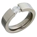 Titanium TI344-6 CZ Tension Set Ring