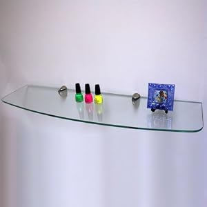 Deluxe Convex 36" x 10" Clear Tempered Glass Shelf Kit with Polished Chrome Brackets