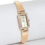 BULOVA Watches:Caravelle Ladies Goldtone Crystal Semi-Bangle Bracelet Watch