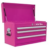 The Original Pink Box PB2603C 26-Inch 3-Drawer 18G Steel Top Chest, Pink