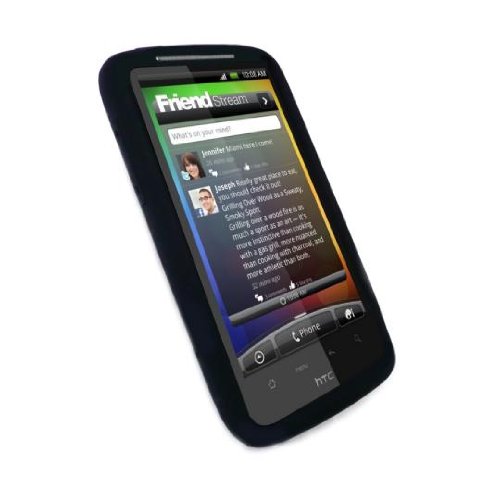 Black Silicone Case Cover Skin & Screen Protector Kit for HTC