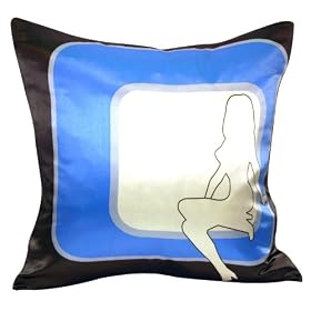 Thai Silk Decorative Pillow - Blue Silhouette Girl (18x18")