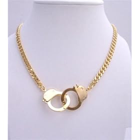 Gold Handcuff Pendant Necklace Sexy Thick Gold Chain w/ Openable Hand Cuff (BRAND NEW)