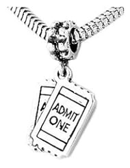 Sterling Silver Admit One Ticket Dangle Bead Charm