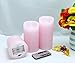 Adoria Large Pink Candles Flameless Set 3,Real Wax Pillar Candles Remote and Timer-Dia3.15 xH4/5/6