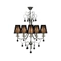 Premier Housewares Luma 5 Arm Black Chandelier Crystal with Ribbed Fabric Shades