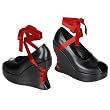 5 Inch Women's Sexy Black Shoes Corseted Platform Shoe Peep Toe Black Wedge Shoe
