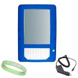 Blue Kroo Amazon Kindle 2 E-Book Reader Silicone Rubber Skin Cover + Car Charger + A Live*Laugh*Love Wrist Band!!! (Kindle 2 Not Included)