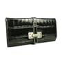 Kenneth Cole New York Genuine Leather Moc Croc Womens Clutch Wallet (Black)
