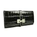 Women's Wallets | Crocodile Wallets - Kenneth Cole New York Genuine Leather Moc Croc Womens Clutch Wallet (Black)