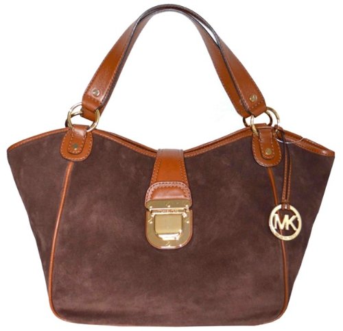Michael Kors Mocha Suede Leather Charlton Large Tote Shoulder Bag Handbag