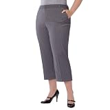 Women's Plus Size Mossimo Black: Cropped Pants - Gray Stripe