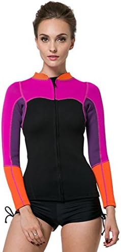 Experlife,2MM Long Sleeve Zip Up Womens Wetsuit Jacket Top