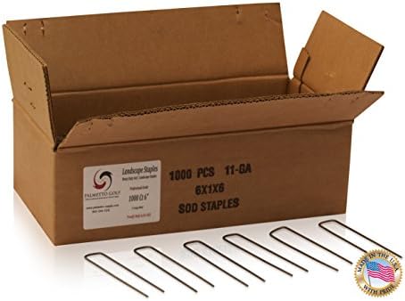 Palmetto Golf 1000 Ct 6 inch 11 Gauge Heavy Duty Professional / Contractor Grade Sod / Landscape / Garden / Lawn / Edging / Staple and Fabric Pins / Stakes / Pegs - MADE IN THE USA