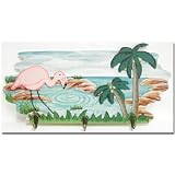 Pink Flamingo Wall Plaque with Hooks