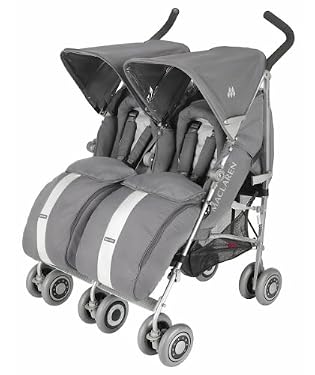 Maclaren Twin Techno Double Stroller - Charcoal/Silver