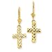 14k Diamond-Cut Cross Earrings