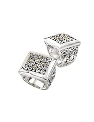 925 Silver Square Celtic Swirl Ring with 18k Gold Accents- Sizes 6-8