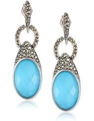 Judith Jack "Tropical Breeze" Sterling Silver Marcasite Turquoise Linear Drop Earrings