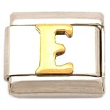 "E" Italian Charm Gold Plated 9mm