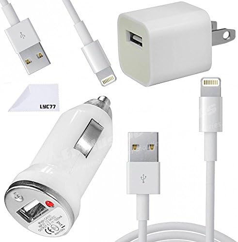 Lyc77®2 High Quality Usb+1 Home Wall Charger+1 CAR Charger for Iphone 5/5c/5s/6, Ipad 4, Ipad Air/air 2, Ipad Mini/mini 2, Ipod Touch 5, Ipod Nano 7, IOS 8 (WHITE)