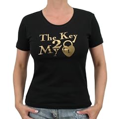 The Key to my Heart Fun Girlie Shirt, schwarz